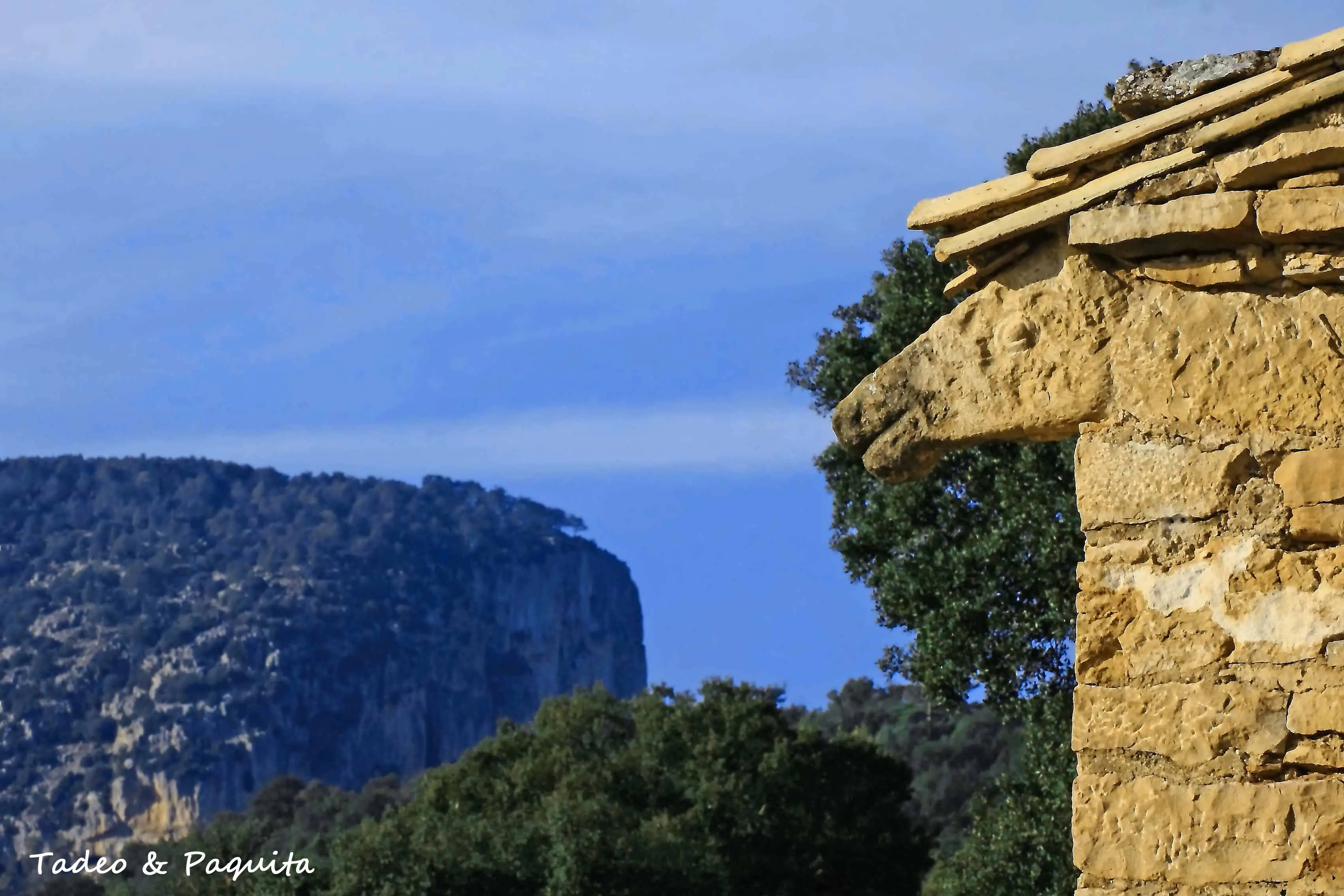 Barraca y paredes de piedra seca en el paisaje